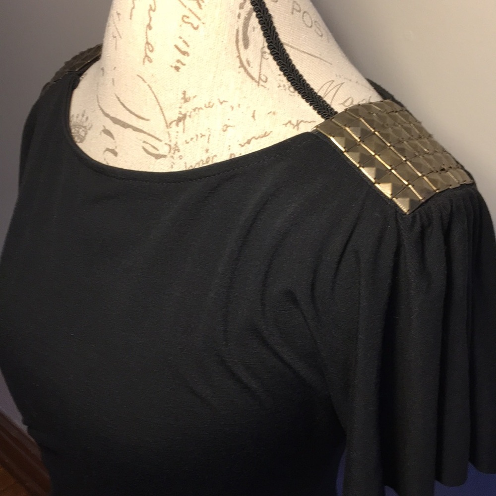 NWOT Free People black short flutter sleeve top S
